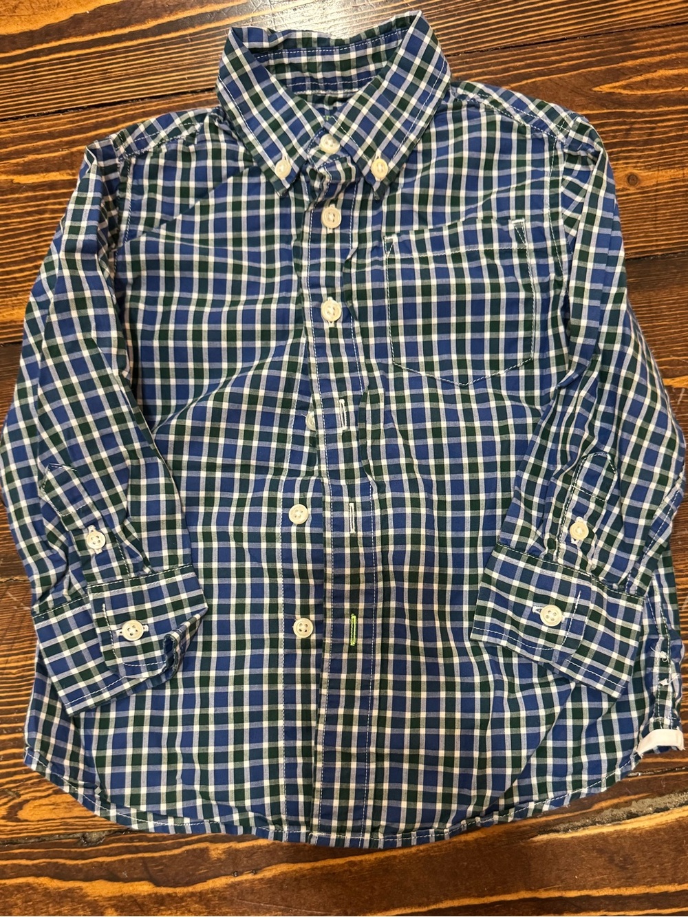 Crewcuts Blue and Green Plaid Button-Down Shirt